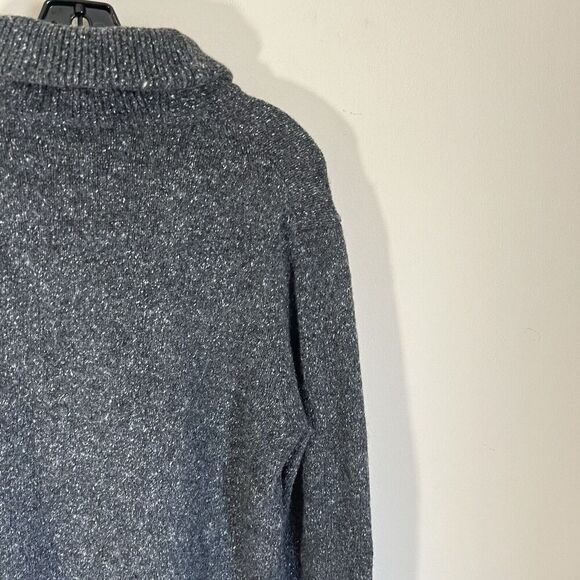 UNTUCKit Mens Cowl Neck Lambswool Wool Blend Sweater Salt Pepper Gray Knit L - Picture 3 of 4